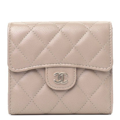 Chanel Iridescent Caviar Quilted Compact Flap Wallet Dark Beige 1 of 4