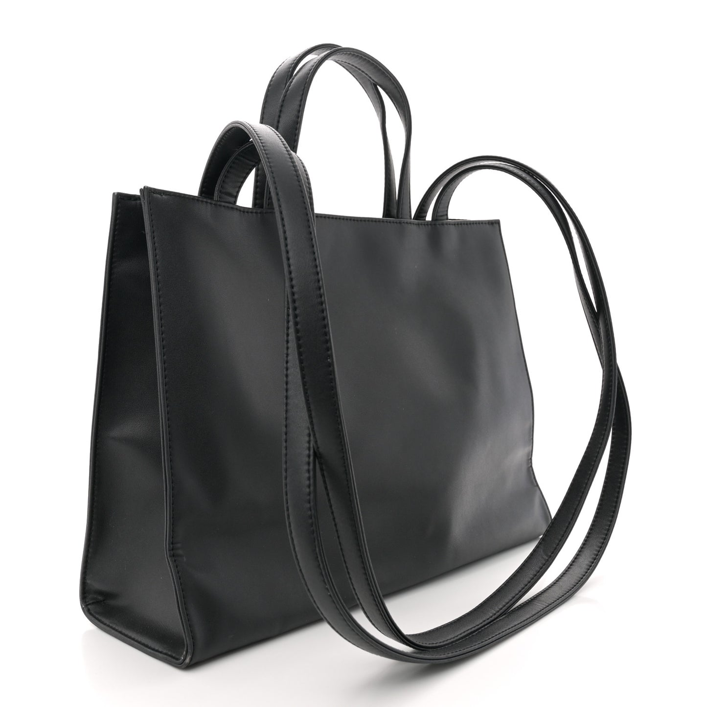 Vegan Leather Medium Shopping Bag Black