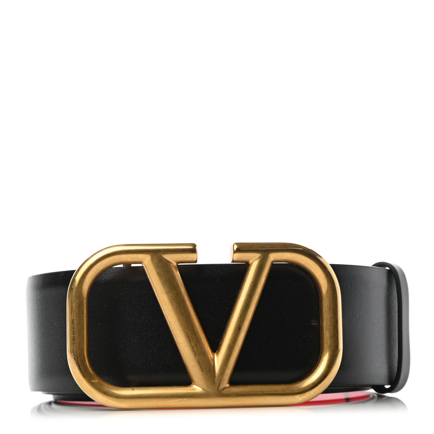 Valentino Garavani Glossy Calfskin VLogo Reversible 40mm Belt 85 34 Black Rouge Pur 1 of 5