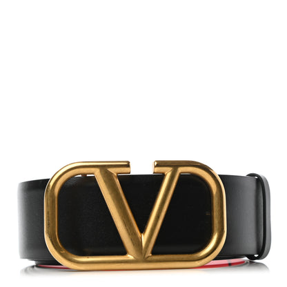 Valentino Garavani Glossy Calfskin VLogo Reversible 40mm Belt 85 34 Black Rouge Pur 1 of 5