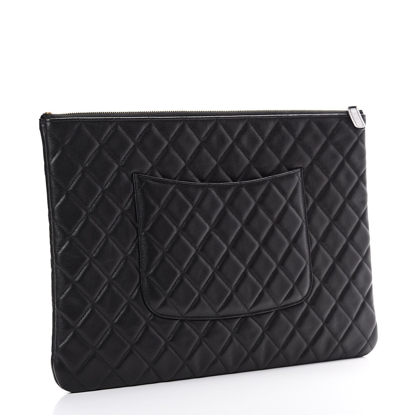 Lambskin Quilted Large Cosmetic Case Black