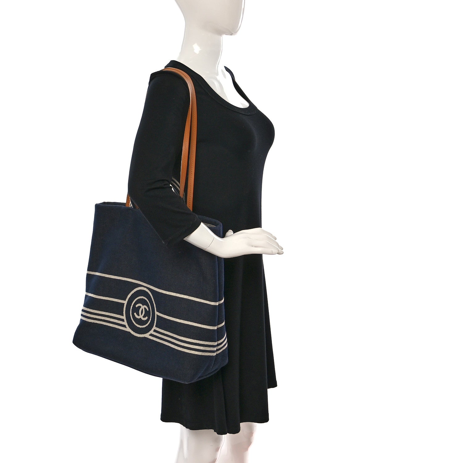 Chanel Denim Tall Shopping Tote Blue 2 of 10