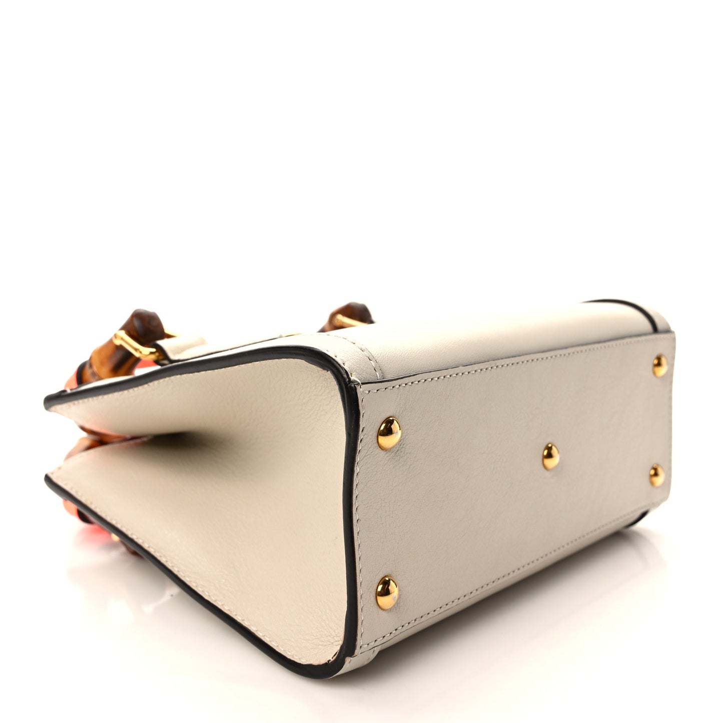 Wonka Grain Calfskin Mini Diana Tote Bag Mystic White Orange Fluo