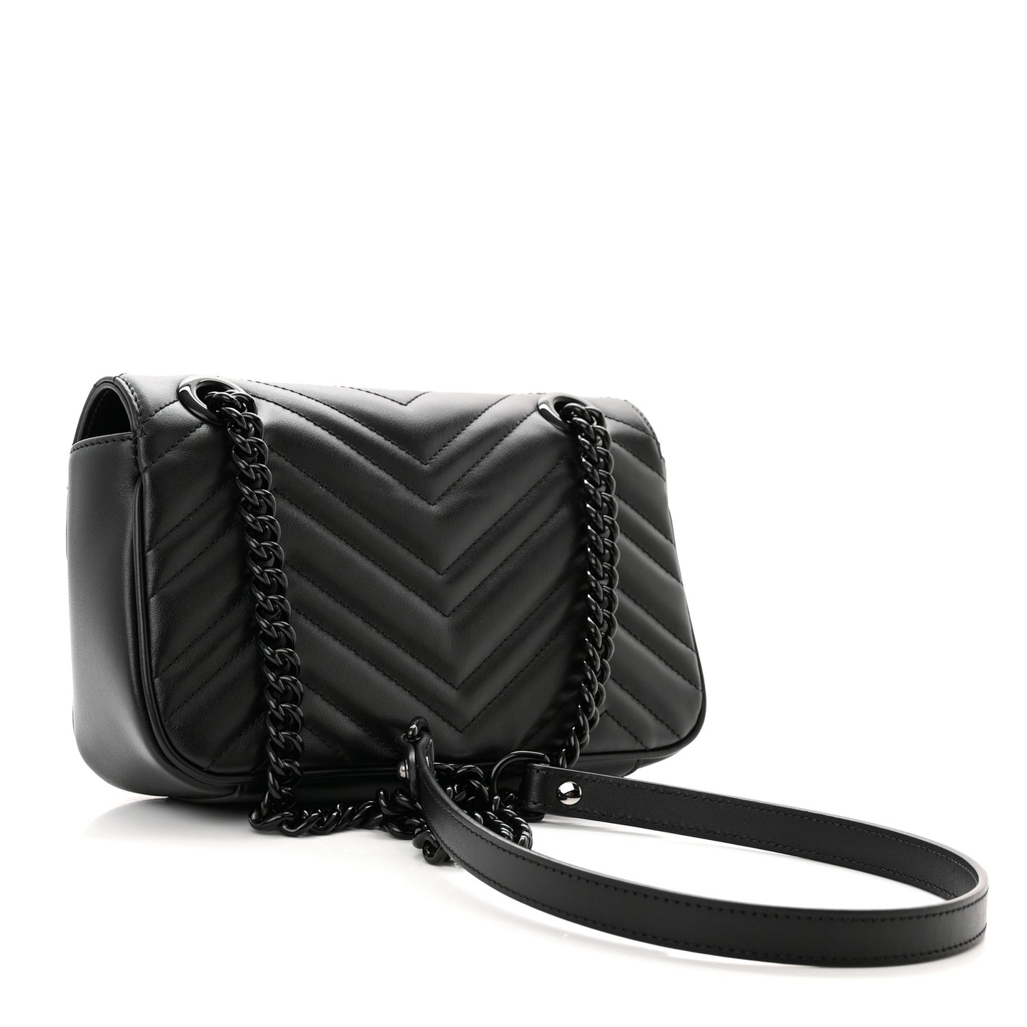 Calfskin Matelasse Monochrome Mini GG Marmont Shoulder Bag Black