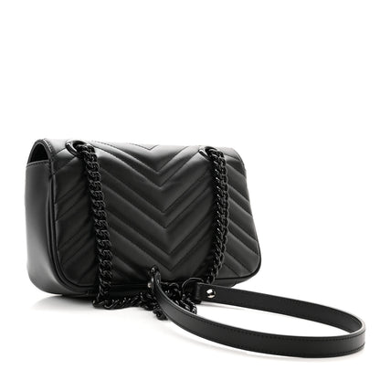 Gucci Calfskin Matelasse Monochrome Mini GG Marmont Shoulder Bag Black 3 of 12