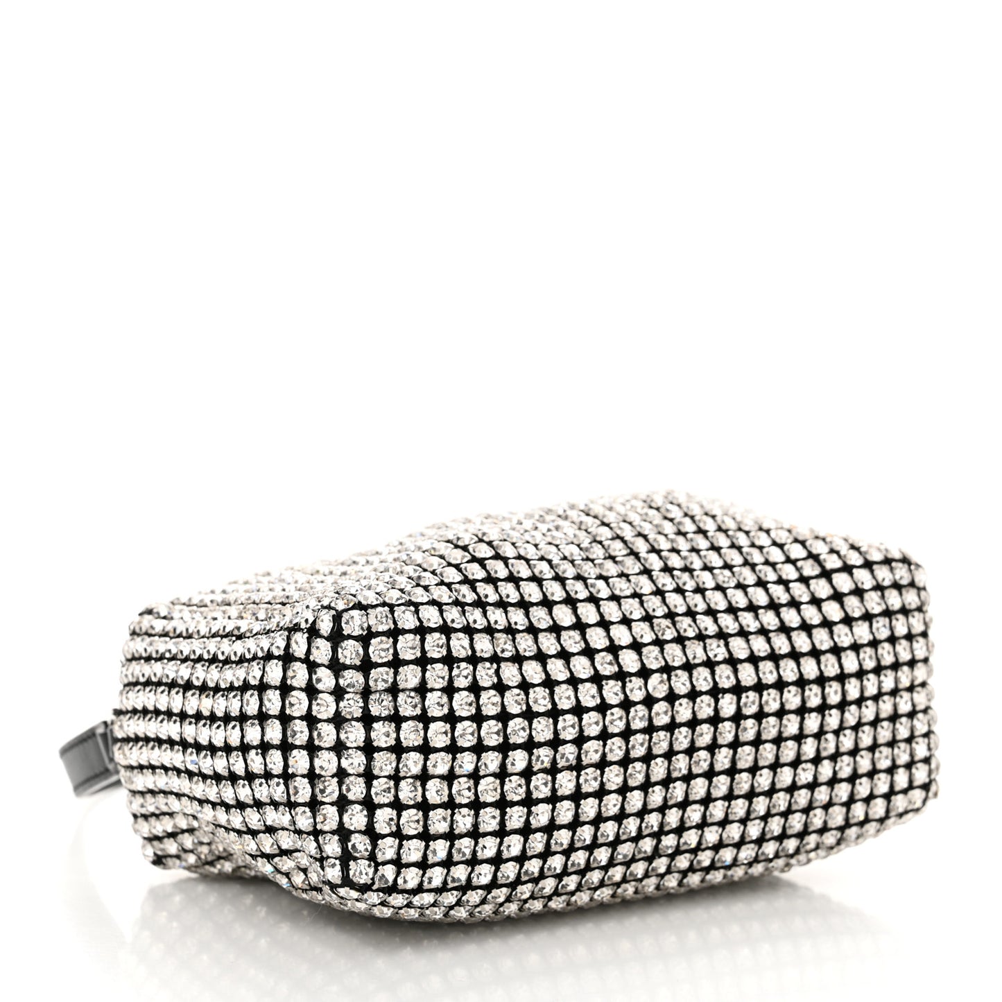 Mesh Crystal Rhinestone Mini Heiress Pouch Black Silver