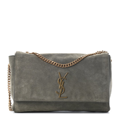 Saint Laurent Smooth Calfskin Suede Medium Reversible Monogram Kate Satchel Olive 3 of 11