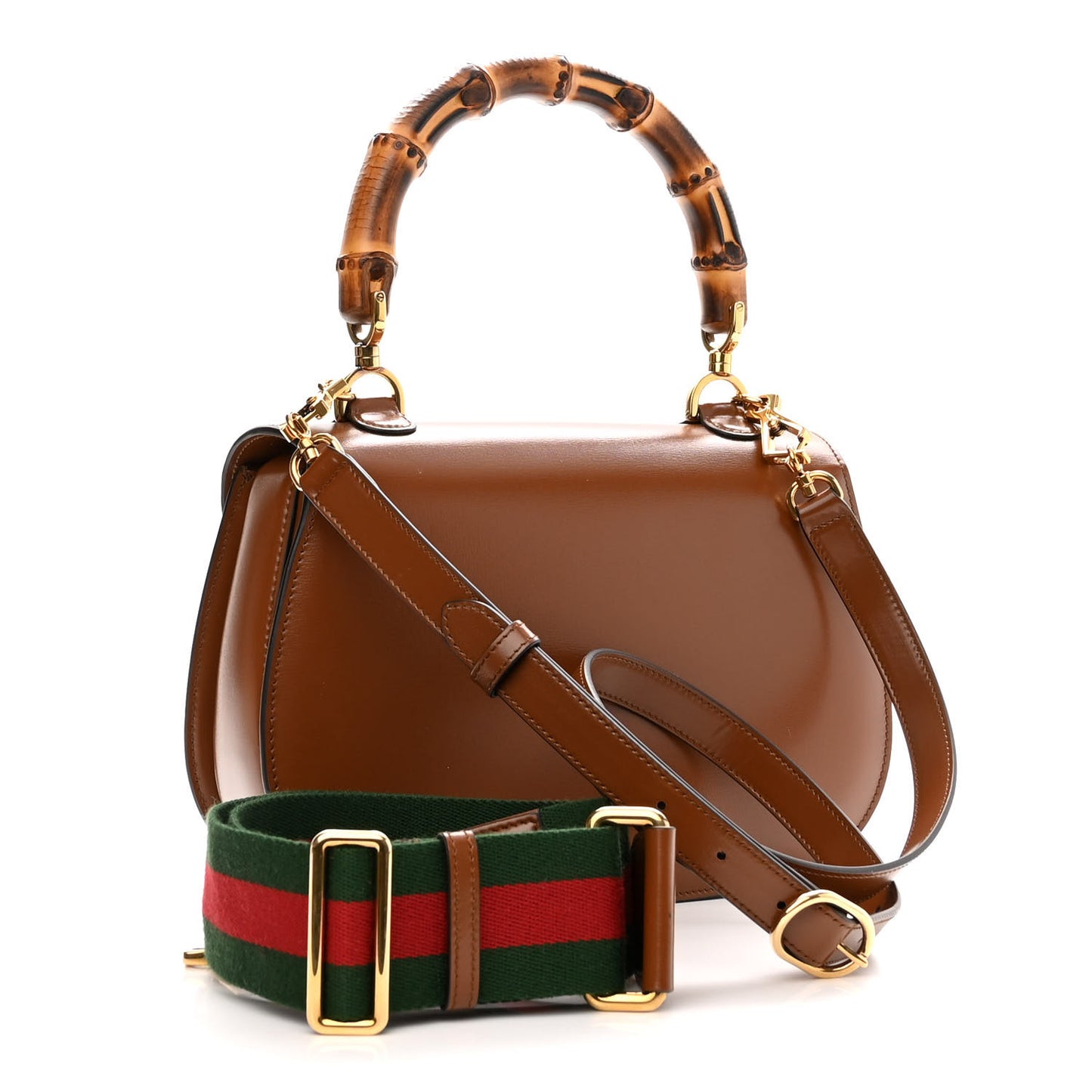 Boarded Dyana Lux Calfskin Web Medium Bamboo 1947 Top Handle Bag Brown