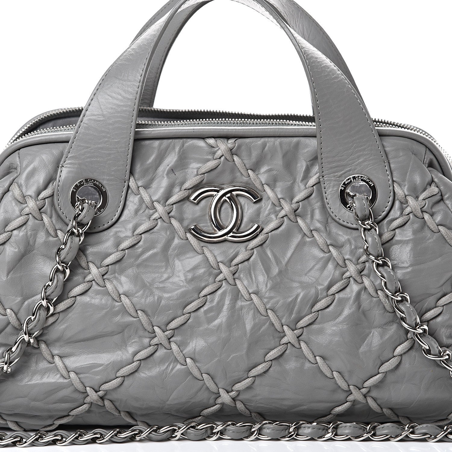 Chanel Calfskin Ultra Stitch Bowler Grey 8 of 10