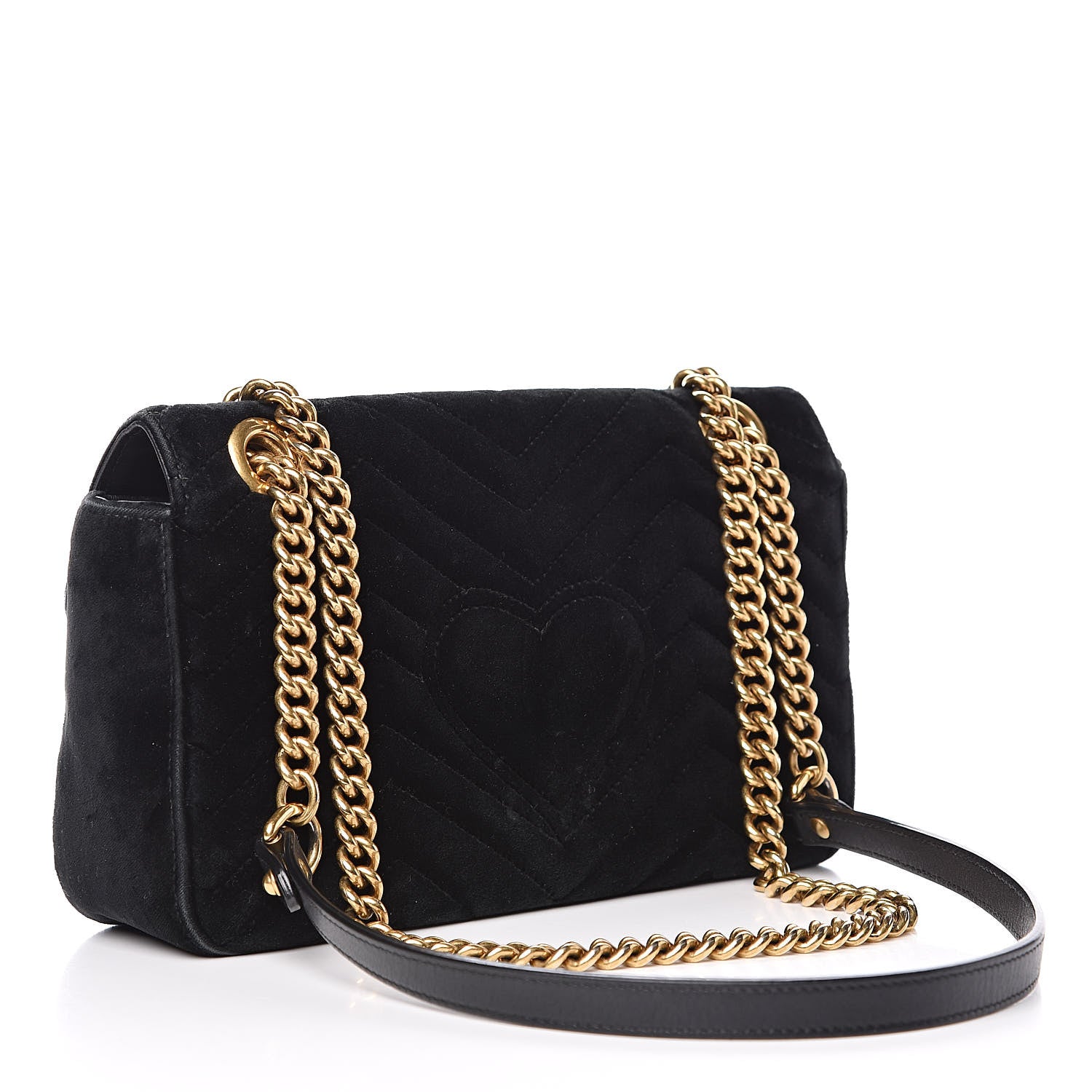 Gucci Velvet Matelasse Small GG Marmont Shoulder Bag Black 3 of 15