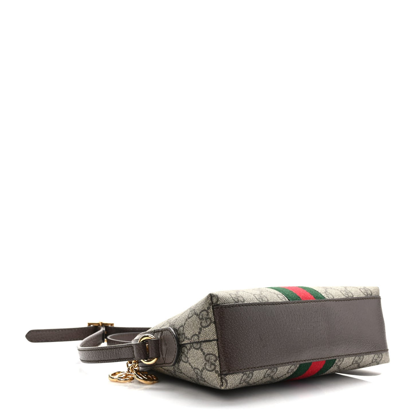 GG Supreme Monogram Textured Dollar Calfskin Web Small Ophidia Dome Shoulder Bag Beige Ebony New Acero