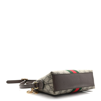 Gucci GG Supreme Monogram Textured Dollar Calfskin Web Small Ophidia Dome Shoulder Bag Beige Ebony New Acero 4 of 10