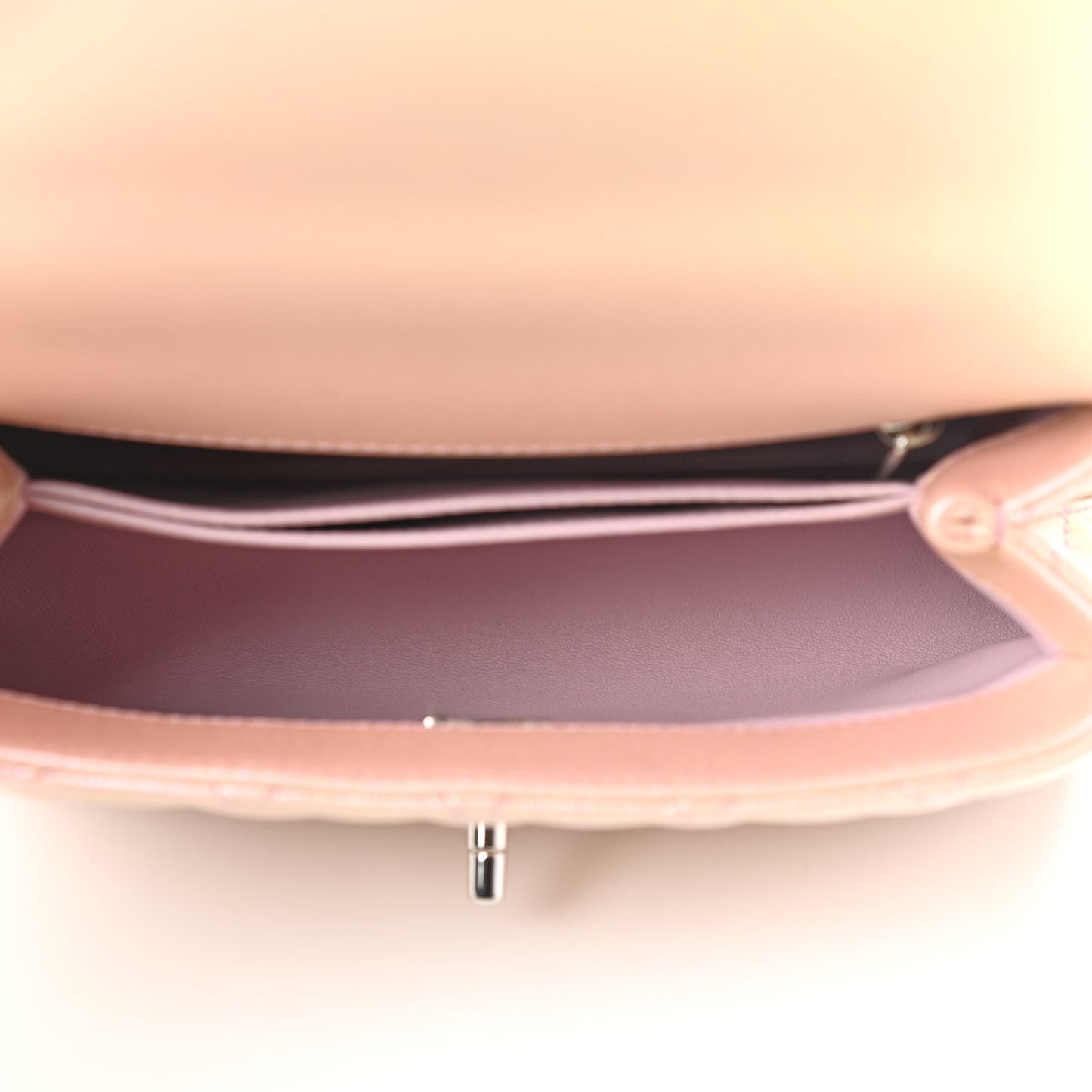 Iridescent Caviar Quilted Mini Coco Handle Flap Pink