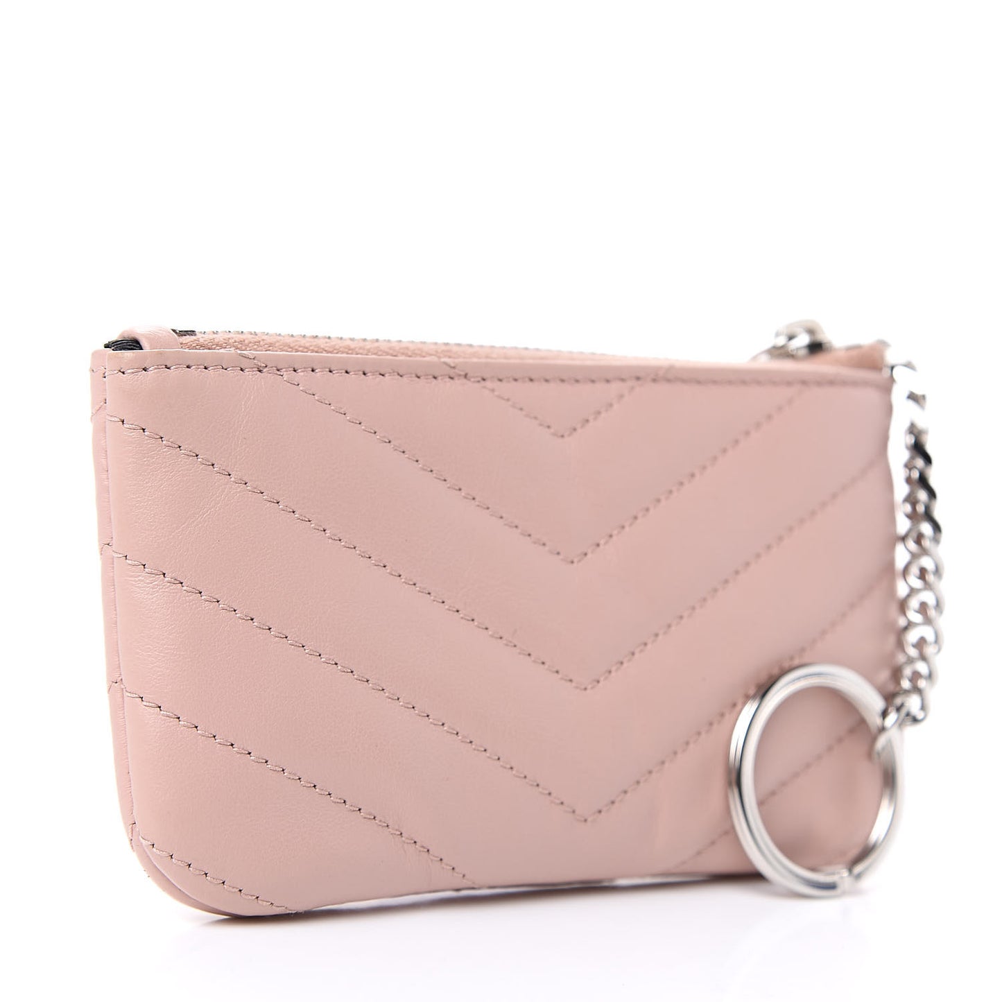 Calfskin Matelasse Monogram Key Pouch Pale Pink