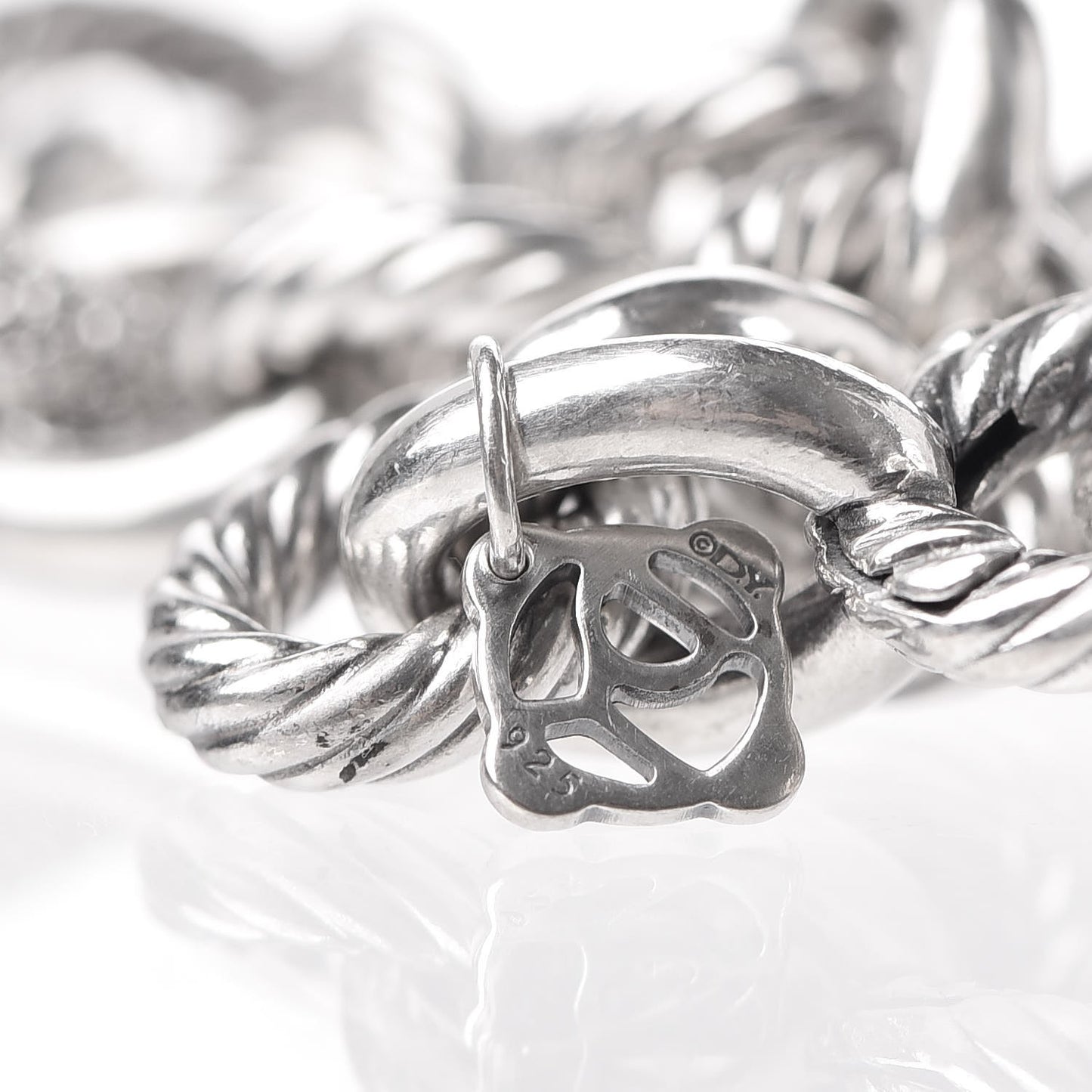 Sterling Silver Diamond 15mm Large Oval Link Bracelet