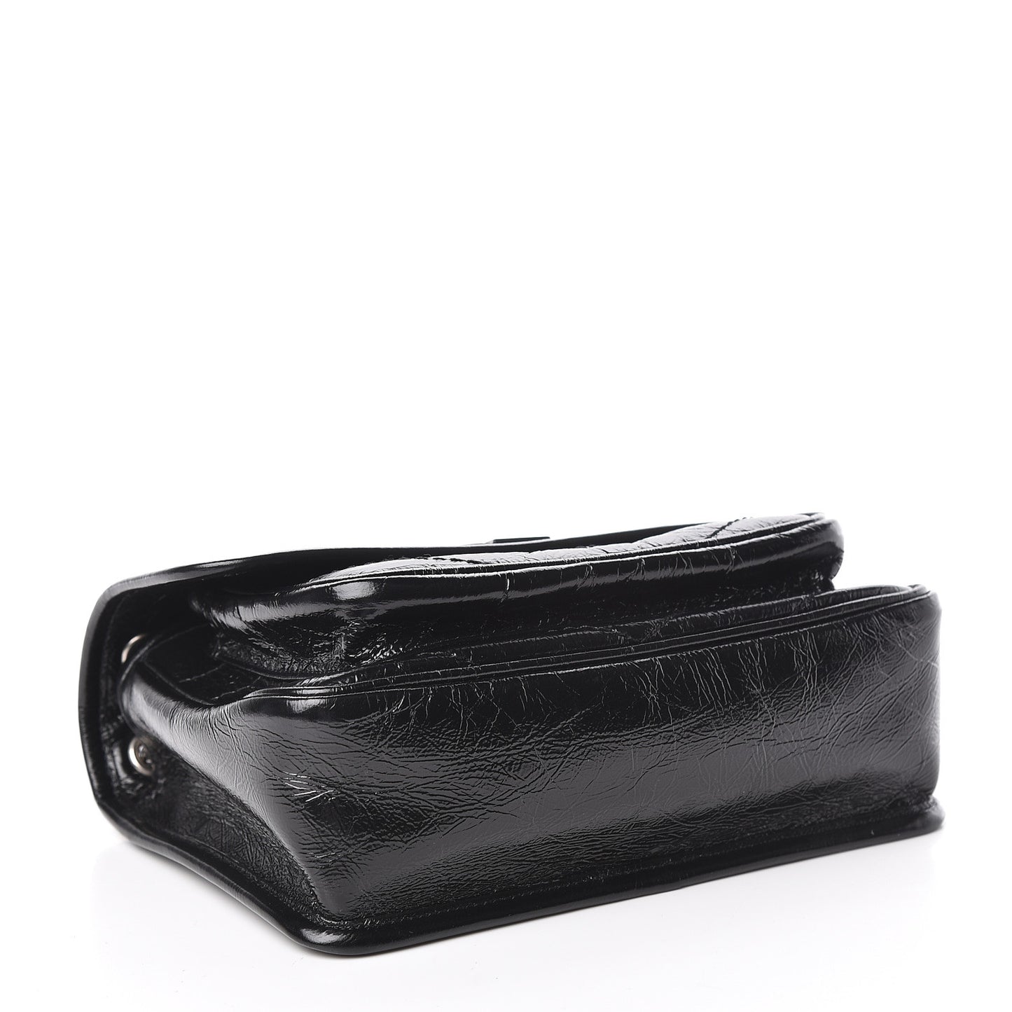 Crinkled Calfskin Matelasse Monogram Baby Niki Chain Satchel Black