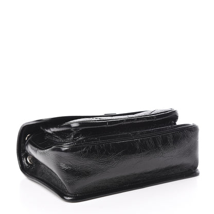 Saint Laurent Crinkled Calfskin Matelasse Monogram Baby Niki Chain Satchel Black 4 of 10