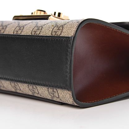 Gucci GG Supreme Monogram Calfskin Small Padlock Shoulder Bag Beige Black Cuir 9 of 11