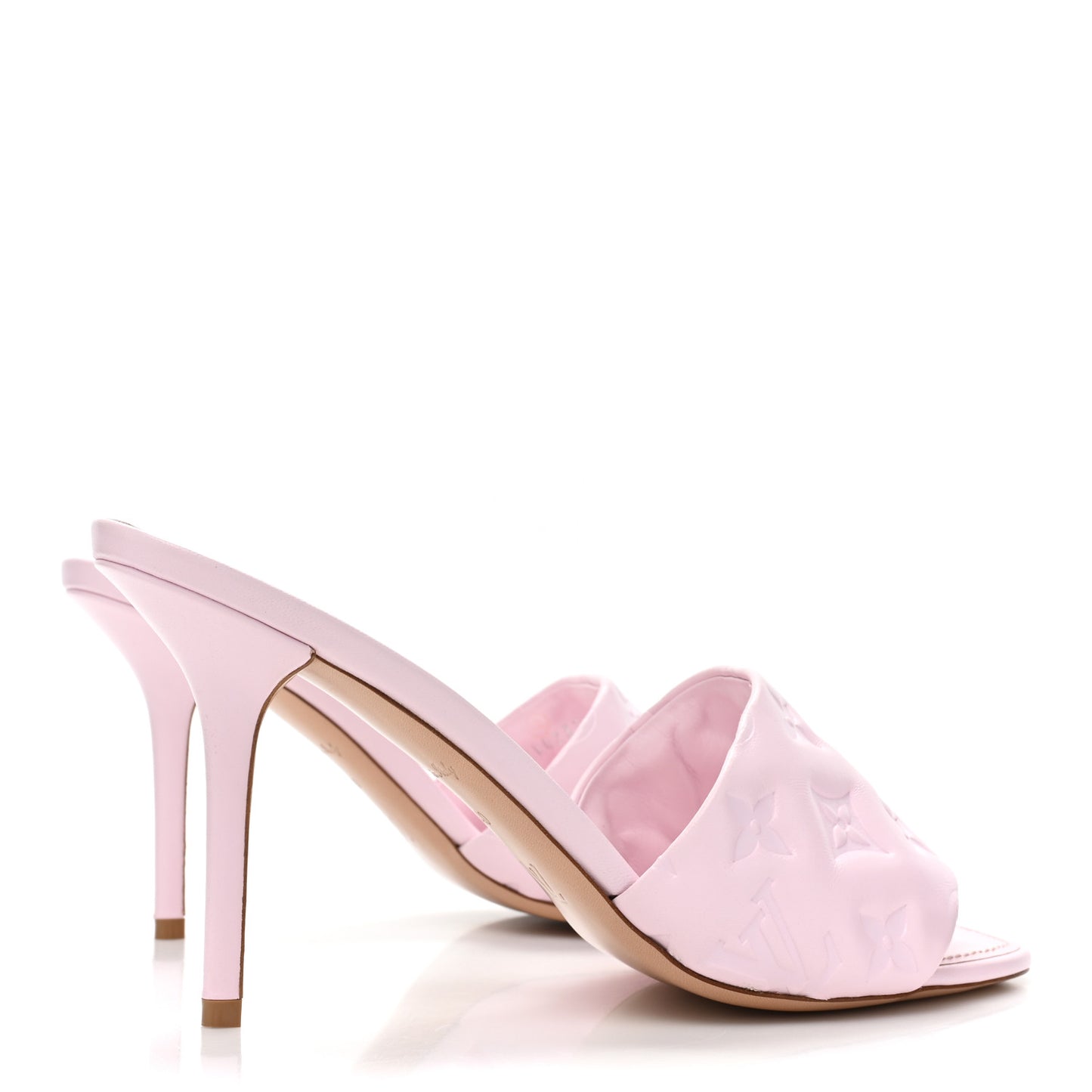 Lambskin Embossed Monogram Revival 95mm Mules 40 Rose Claire