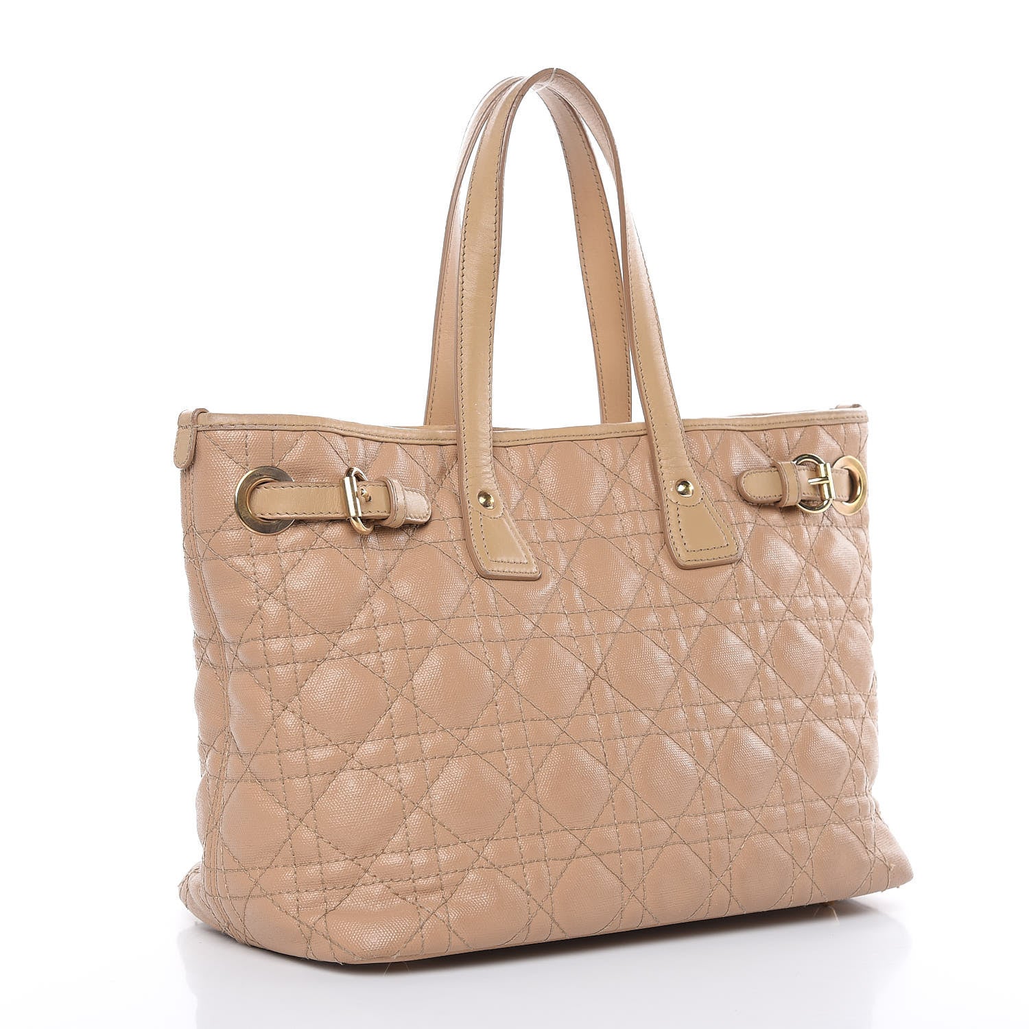 Christian Dior Coated Canvas Cannage Mini Panarea Tote Beige 3 of 18