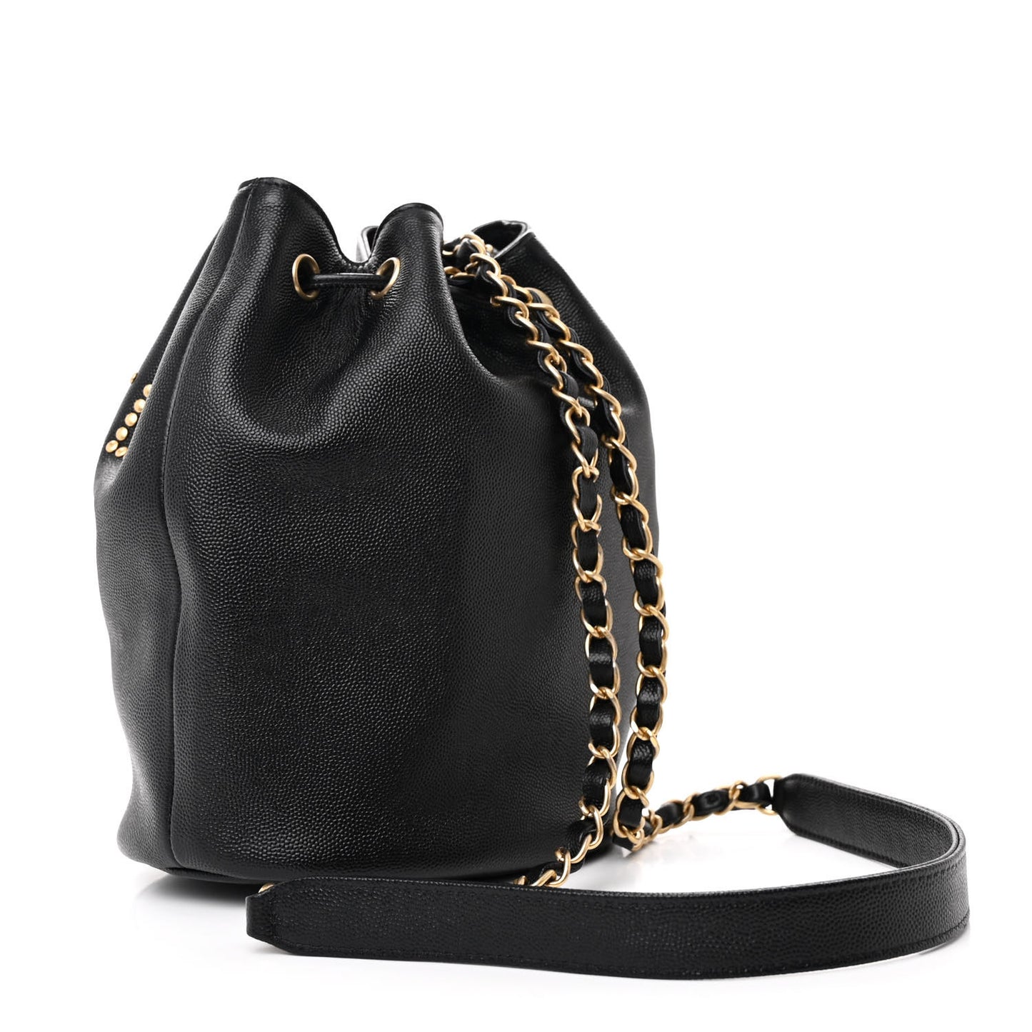 Caviar Deauville Drawstring Bucket Bag Black