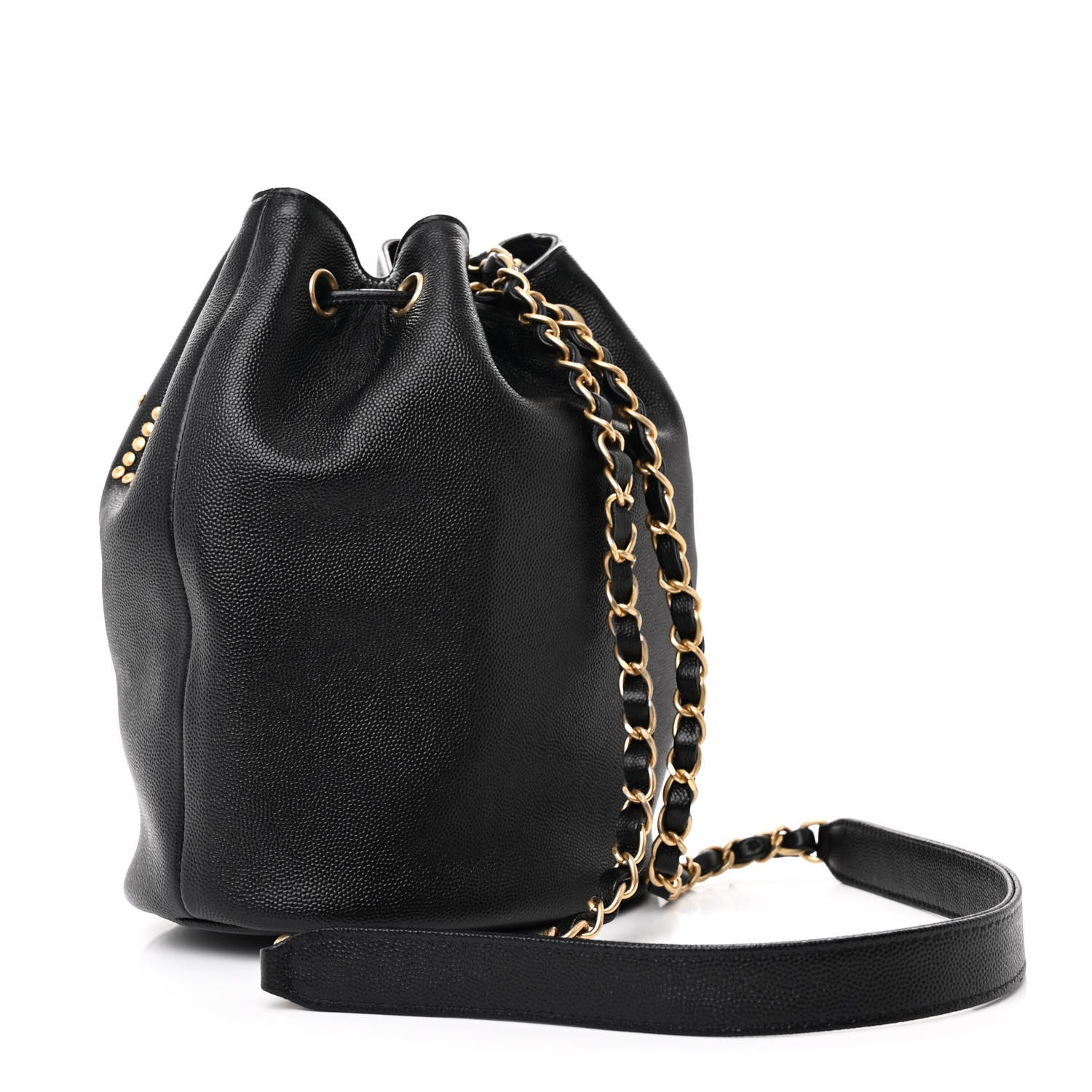 Chanel Caviar Deauville Drawstring Bucket Bag Black 3 of 10