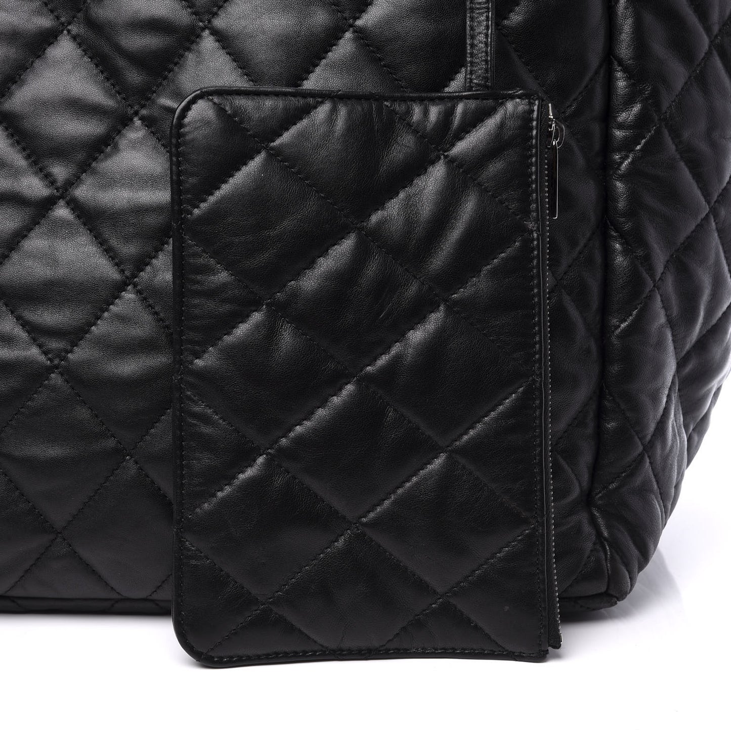 Lambskin Quilted Large Week End on Mars Tote Black