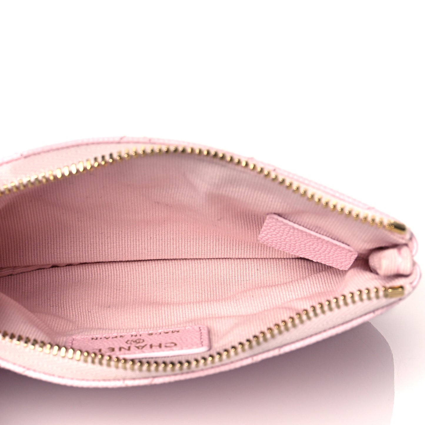 Shiny Caviar Quilted Small Cosmetic Case Pink