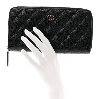 Chanel Caviar Quilted Large Gusset Zip Around Wallet Black 2 of 8