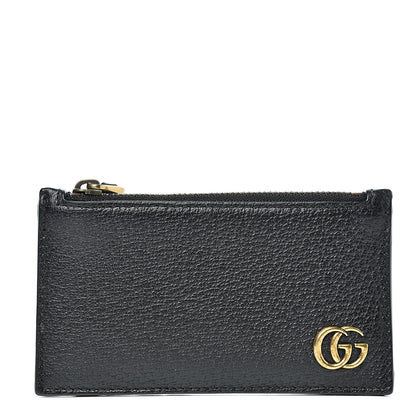Gucci Calfskin Boar Effect GG Marmont Coin Case Card Holder Black 1 of 7