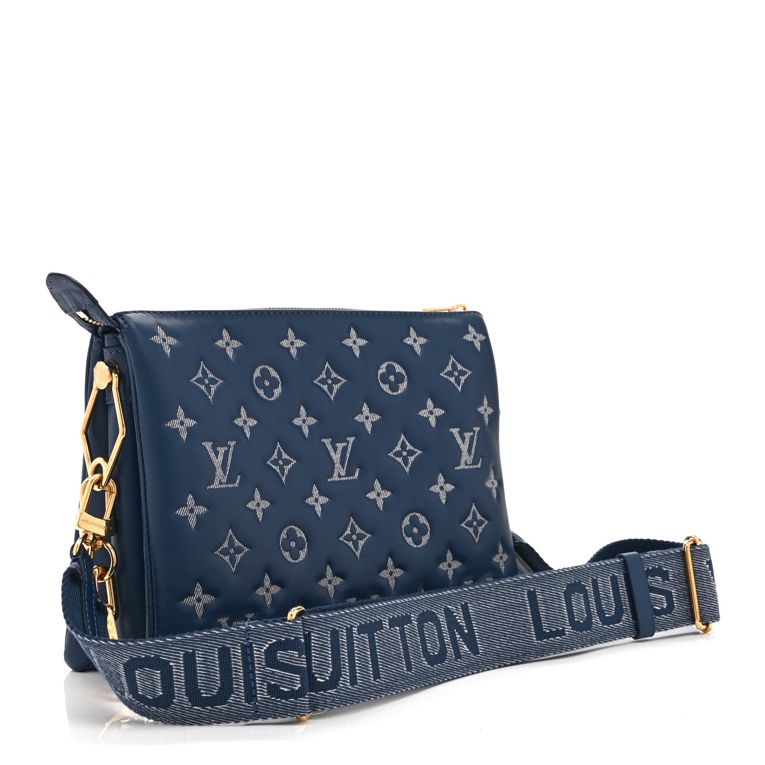 Louis Vuitton Lambskin Embossed Monogram Coussin PM Denim Blue 3 of 9