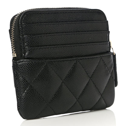 Chanel Caviar Quilted Zip Card Holder Wallet Black 3 of 11