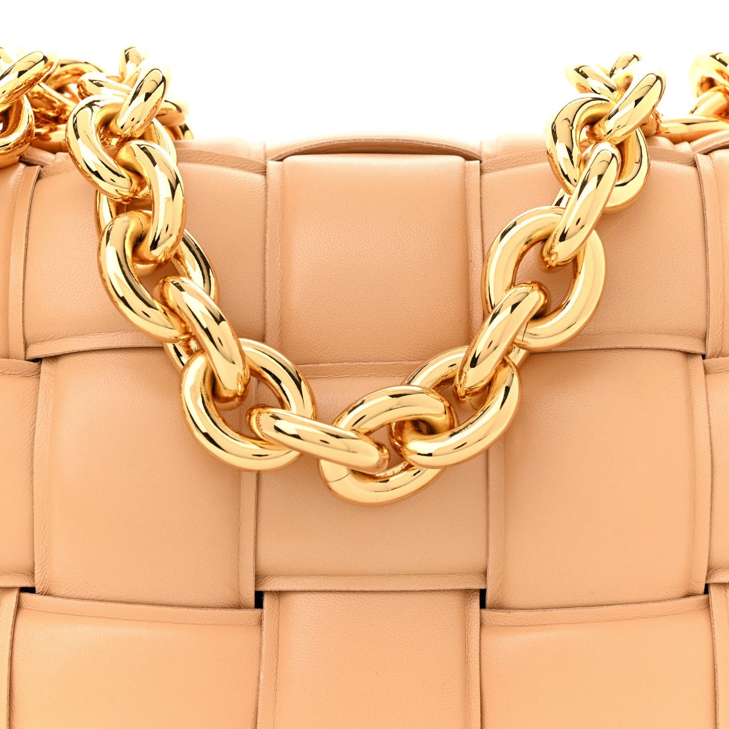 Lambskin Maxi Intreccio Padded Chain Cassette Crossbody Bag Almond