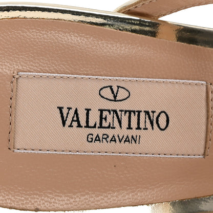 Valentino Garavani Metallic Pebbled Calfskin Rockstud 90mm Cage Mules 39 Platino 8 of 12