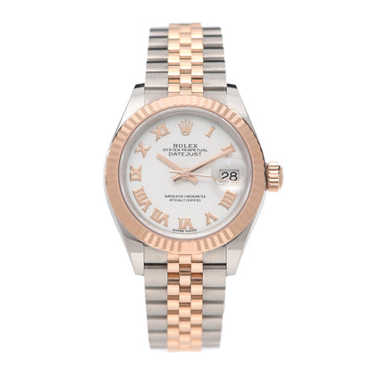 Rolex Stainless Steel 18K Everose Gold 28mm Oyster Perpetual Datejust Watch White Roman 279171 1 of 6