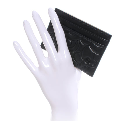 Chanel Lambskin Camellia Embossed Card Holder Black 2 of 8