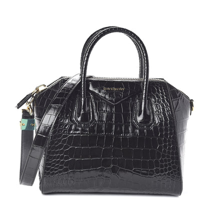 Givenchy Calfskin Crocodile Embossed Small Antigona Black 1 of 9