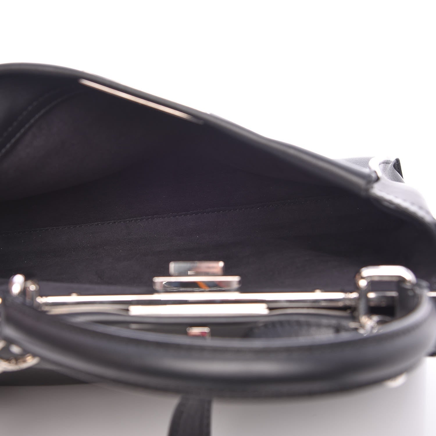 Fendi Vitello Seta Python Crocodile Monster Eyes Medium Peekaboo Iconic Satchel Black Girasole 5 of 8