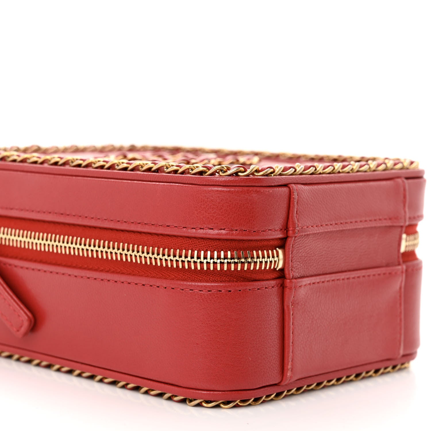 Chanel Goatskin Quilted Chain CC North South Filigree Vanity Case Red 9 of 11
