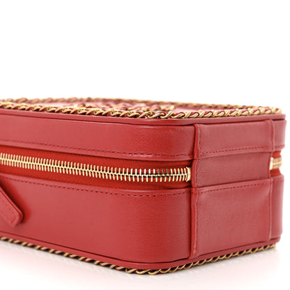 Chanel Goatskin Quilted Chain CC North South Filigree Vanity Case Red 9 of 11