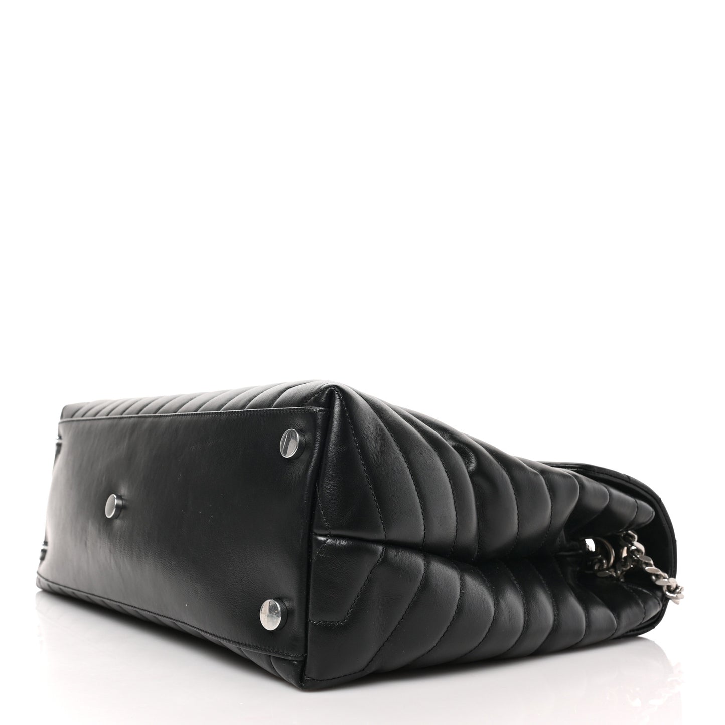 Calfskin Y Quilted Monogram Large Loulou Chain Satchel Black