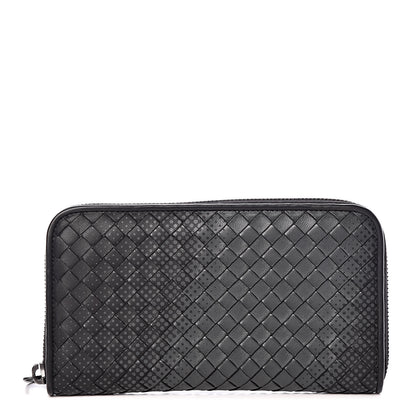 Bottega Veneta Nappa Intrecciato Gradient Spotted Zip Around Wallet Black Gray 1 of 13