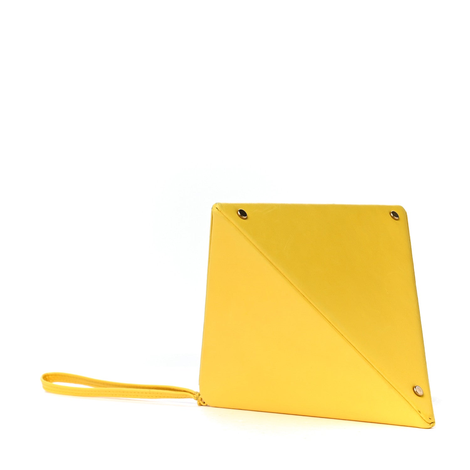 Saint Laurent Lambskin Pyramid Clutch Yellow 3 of 4