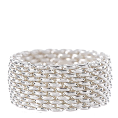Tiffany Sterling Silver Somerset Mesh Ring 51 5.75 1 of 4