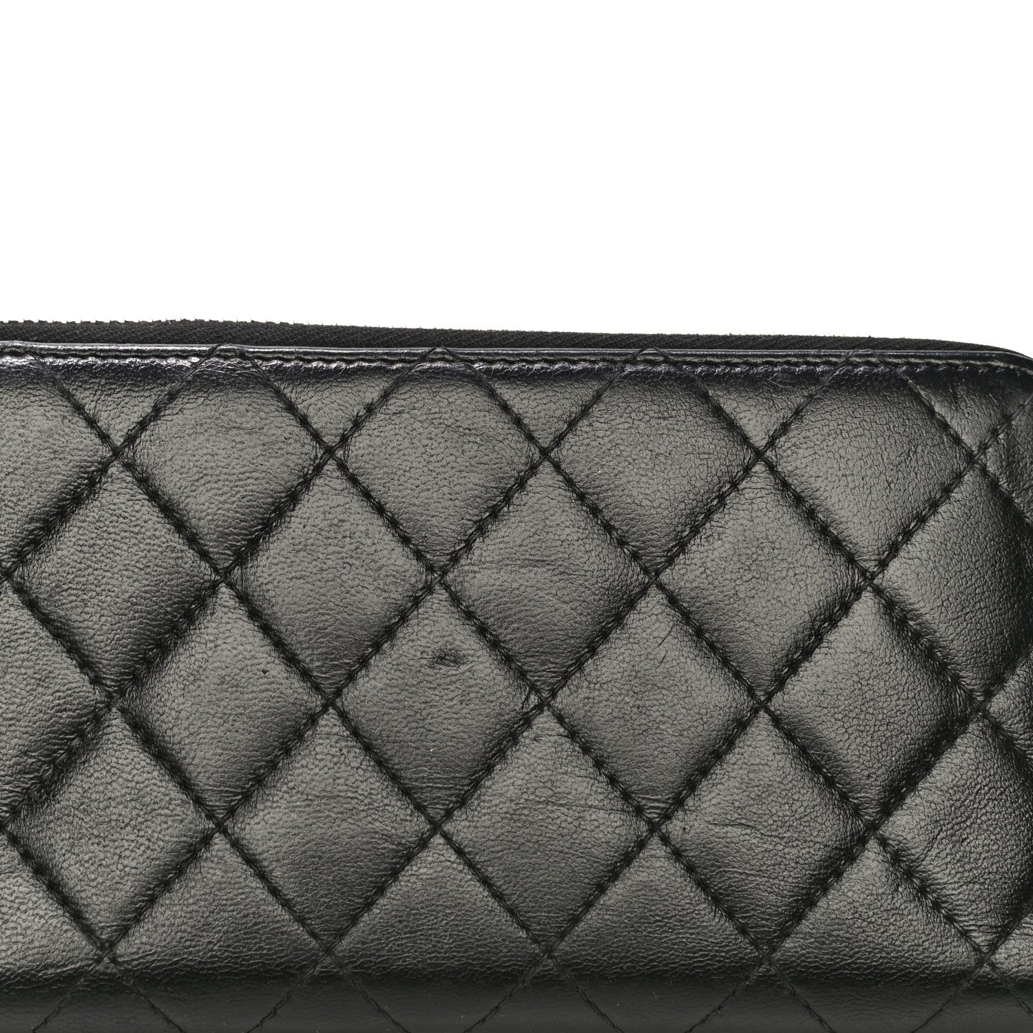 Chanel Lambskin Quilted Large Gusset Zip Around Wallet Black 14 of 14