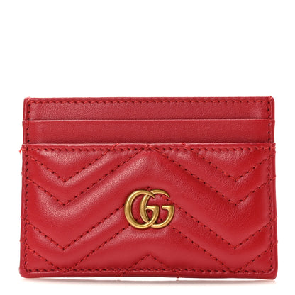 Gucci Calfskin Matelasse GG Marmont Card Holder Hibiscus Red 1 of 7