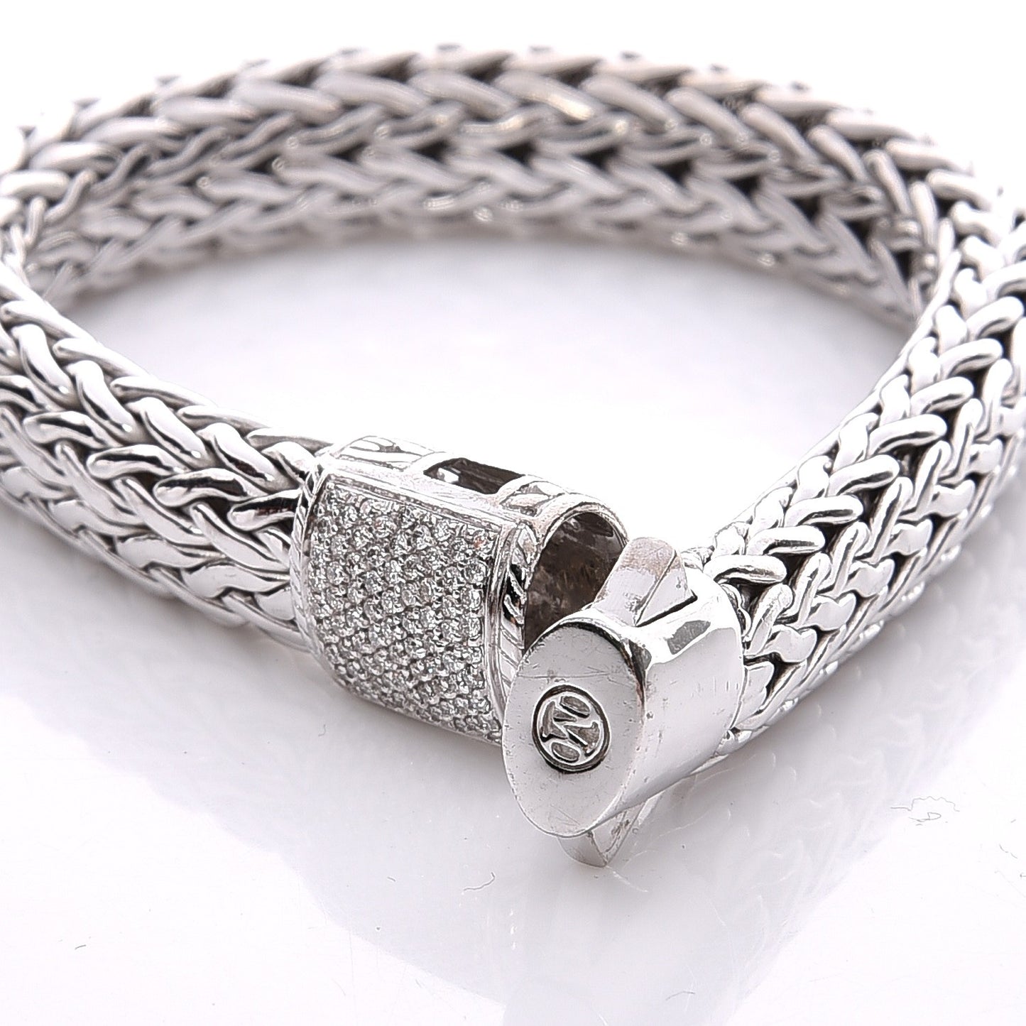 Sterling Silver Diamond 11mm Classic Chain Bracelet