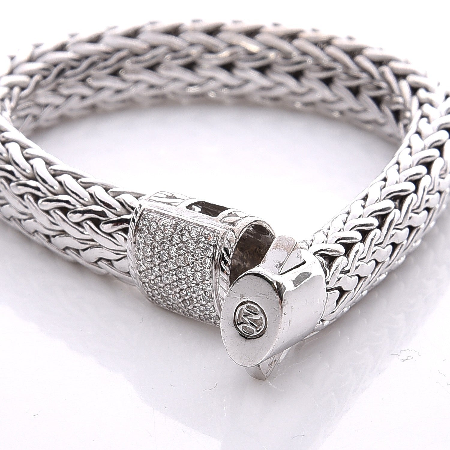 John Hardy Sterling Silver Diamond 11mm Classic Chain Bracelet 4 of 6