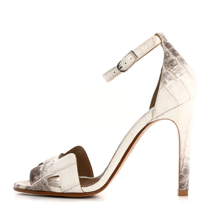 Hermes Matte Niloticus Crocodile Himalaya Premiere 105 Sandals 35.5 White 1 of 10