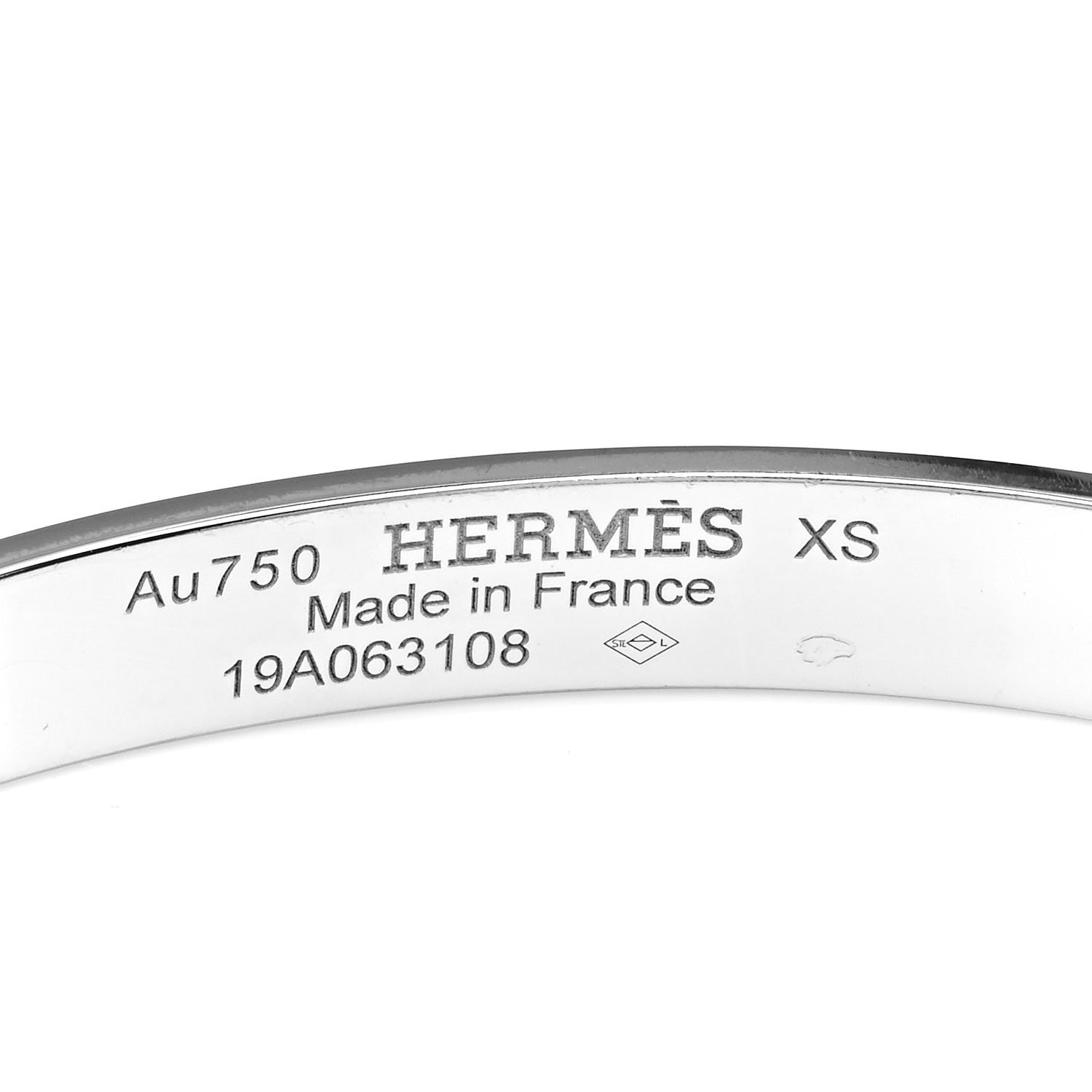 Hermes 18K White Gold PM Collier De Chien Bracelet XS 4 of 4